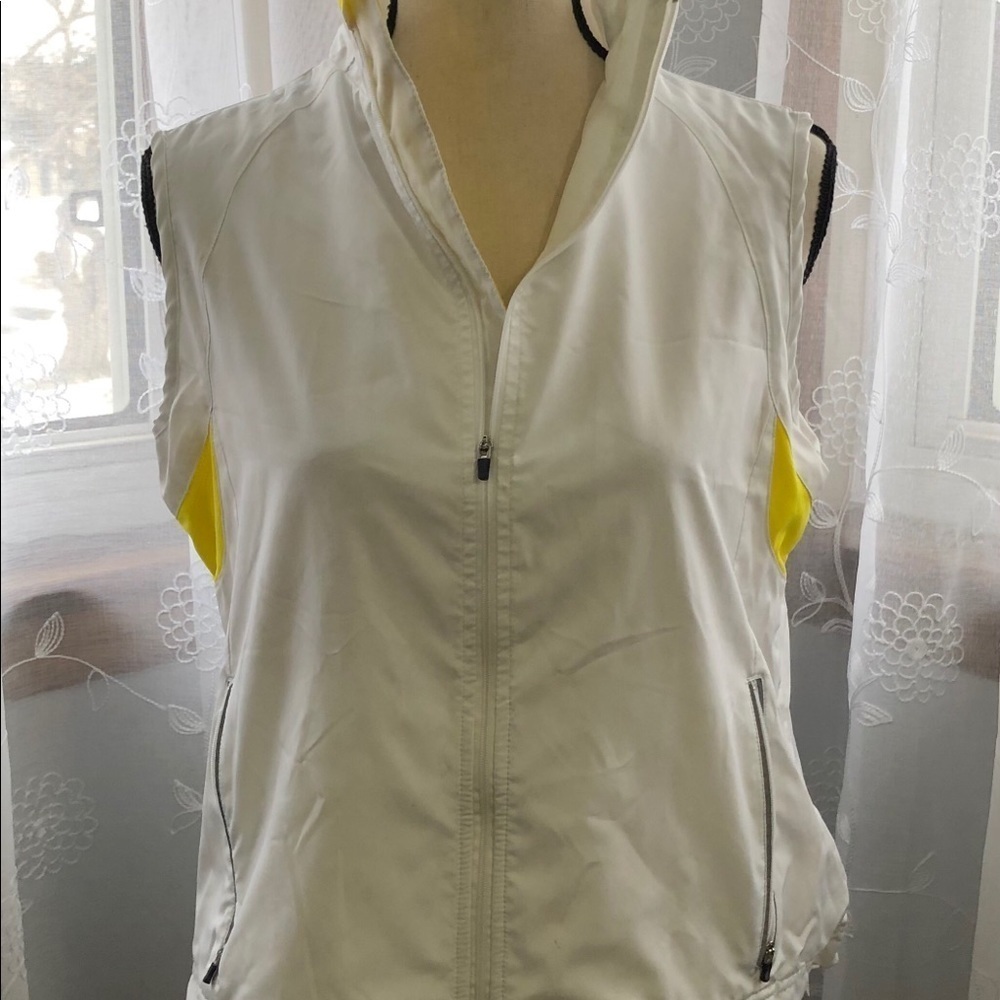Champion sport vest jacket yellow/white SZ S VTG